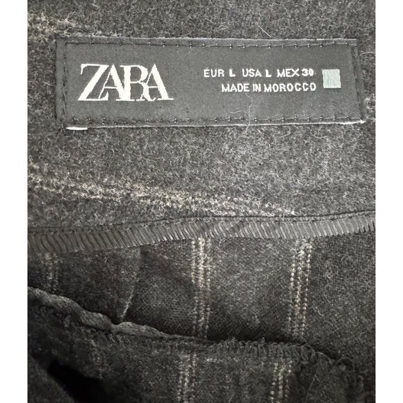 Zara Wool blend pleated striped relaxed baggy preppy trouser pants 90s sz L - Picture 2 of 8